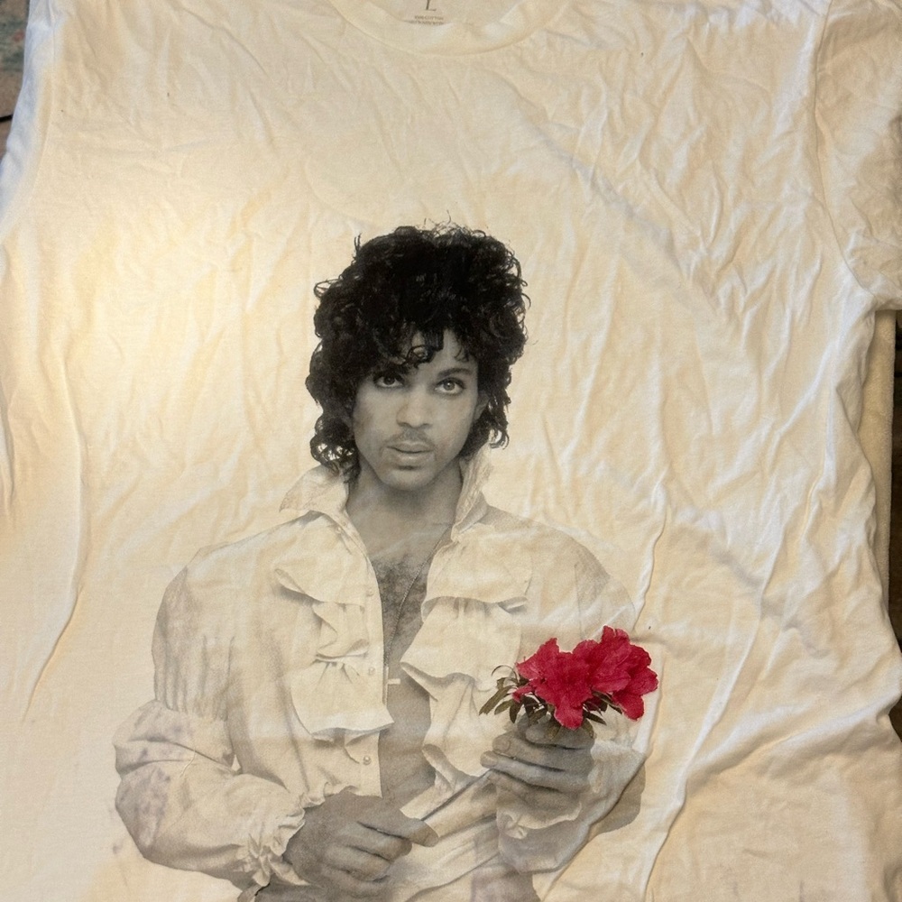 Prince White Graphic T-Shirt with Red Accent